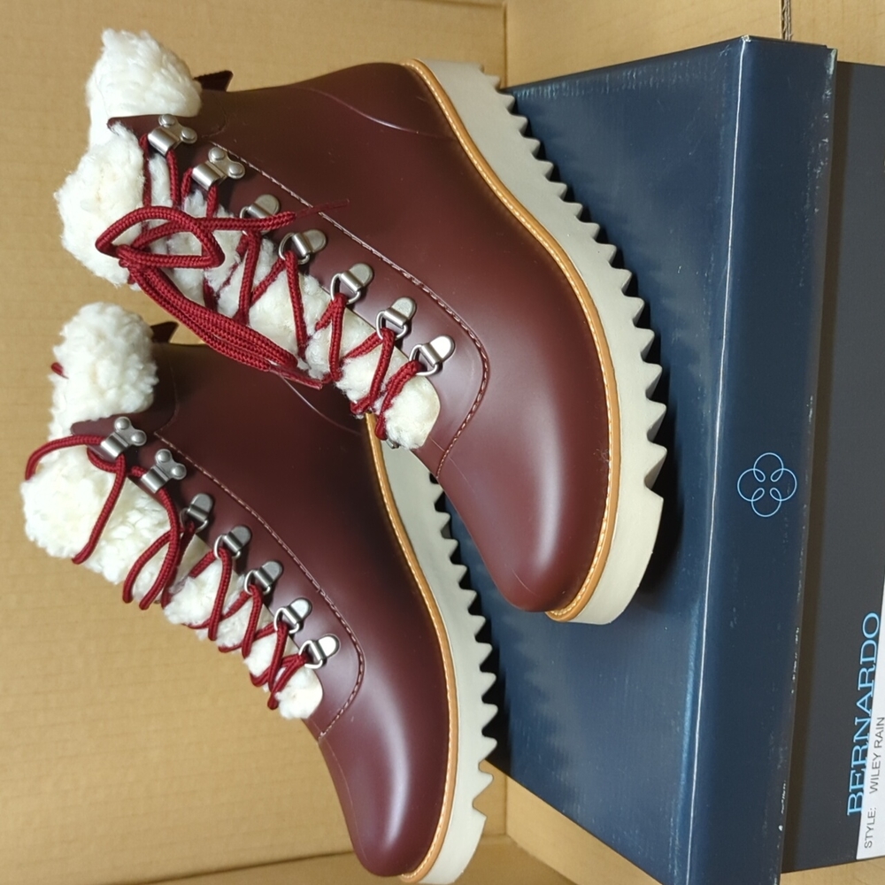 Anthropologie Bernardo Wiley rain Hit Chocolate Rain/winter Boots, Size 8 - Picture 6 of 10